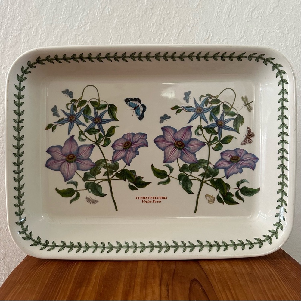 Portmeirion Botanic Garden 15" x 11" Lasagna Dish Porcelain Bakeware
